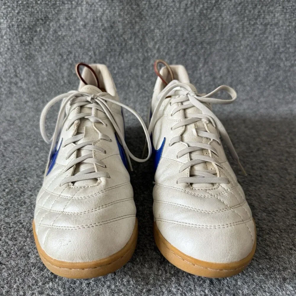 VTG Nike Tiempo Natural IV IC Indoor Soccer Shoes White Metallic Blue Gum 8.5